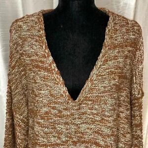 Universal Thread Open Knit V Neck Brown Sweater Women’s XXL NWT
